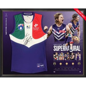 Nat Fyfe Freo Dockers Official Signed Career Retro Guernsey Display